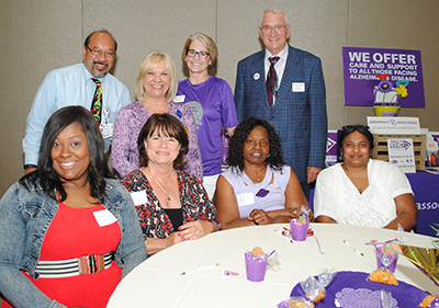 In attendance at the Alzheimer's walk kickoff were (left to right front row) Kammy Perion, Doreen Savage, Doris Lewis and Sapna Boyapti and (back row)  Ed Lowe, Sandy Perez, Marcia Nutter and Bob Panzer.